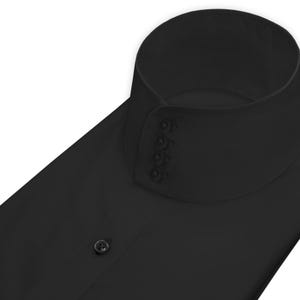 Men&#39;s Vintage High Collar Dress Shirt Black Red Carpet Look Semi Formal Event Tailored Fit High Band Chinese Mandarin Collar 4 Buttons Shirt