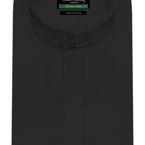 Herren Formelle Schwarz Versteckte Knopfleiste Shirt Business Hochzeit Partywear High Band Chinesisch Mandarin koreanische Kragen 2 Knöpfe Großvater Shirt