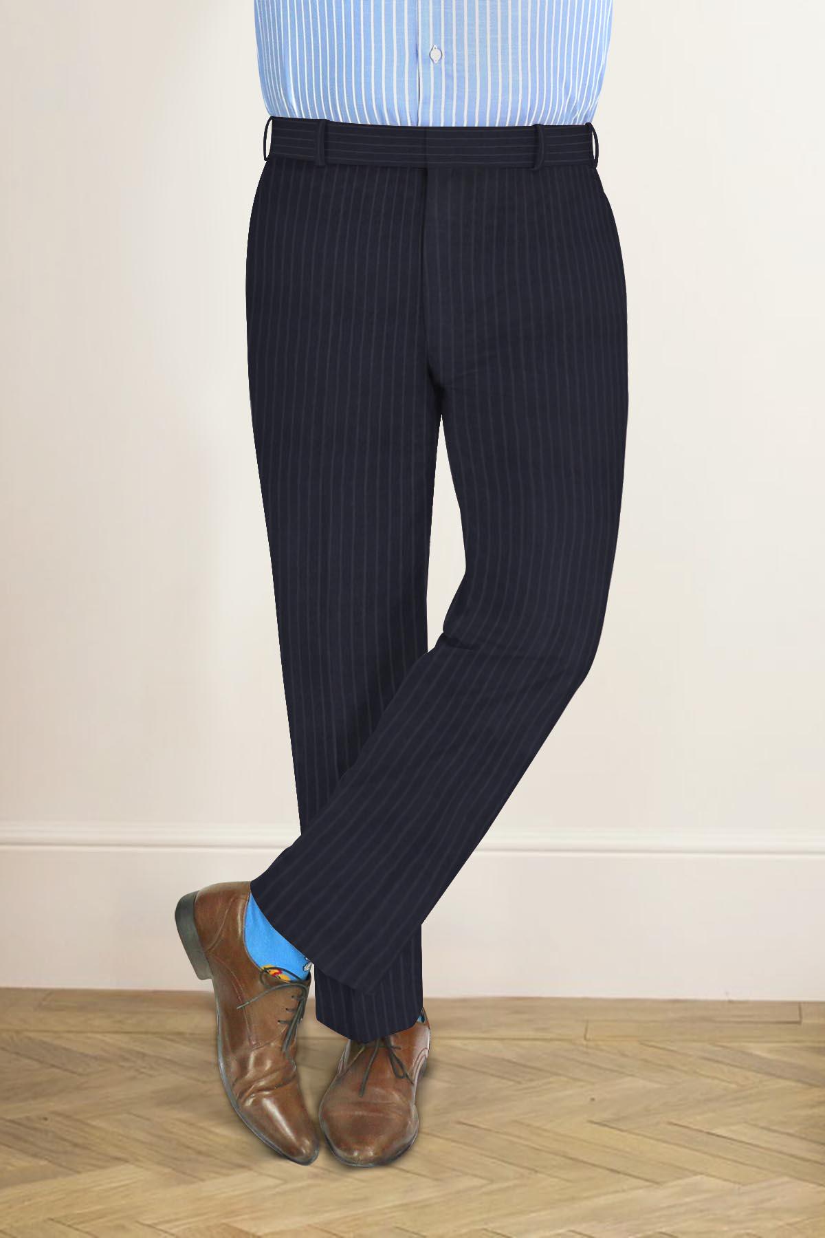Smart Casual Comfortable Formal Men's Trouser Modern Fit Navy Blue  Pinstripes Office Trouser Groomsmen Wedding Suit Evening Party Dress Pant -  Etsy