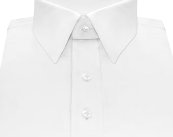 Camisa blanca de hombre con cuello Kent, 100% algodón, estilo clásico formal para la oficina, ideal para bodas de verano. Talla 16. Puños franceses.