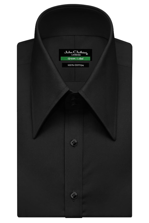 knee length dresses for ladies Hisdern Men's Black Gold Splicing Dress Shirt for Office Wear L main image 1