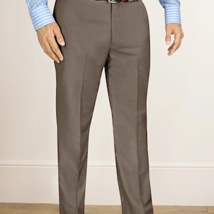 Men&#39;s Everyday Formal Non-Iron Trouser Brown Casual Business Suit Dress Pant Minimalist Tailored Pant for Work Events Weekend Outfits