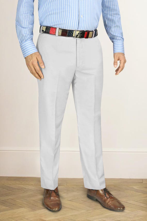 Men's Formal Tailored Fit Lightweight Trouser Pearly White Business Suit  Work Wear Casual Tapered Wedding Office Party Dress Pants - Etsy