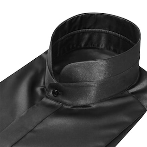 blue dress for baby girl Collared Shirt in Matte-side Silk Satin | Work Shirts for Women