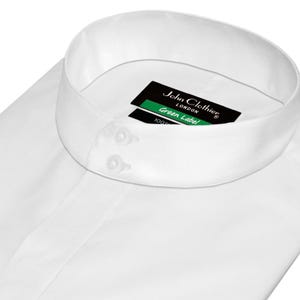 Camicia bianca da uomo con abbottonatura nascosta, colletto alto a 2 bottoni, stile preppy cinese coreano, collo alto, abito da sposo, abito da gala, camicia da sera