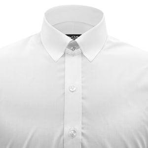 Men&#39;s James Bond Style Tab Collar Shirt White 100% Cotton Tailored Fit Black Tie Event Wedding Evening Groom Party Wear Formal Dress