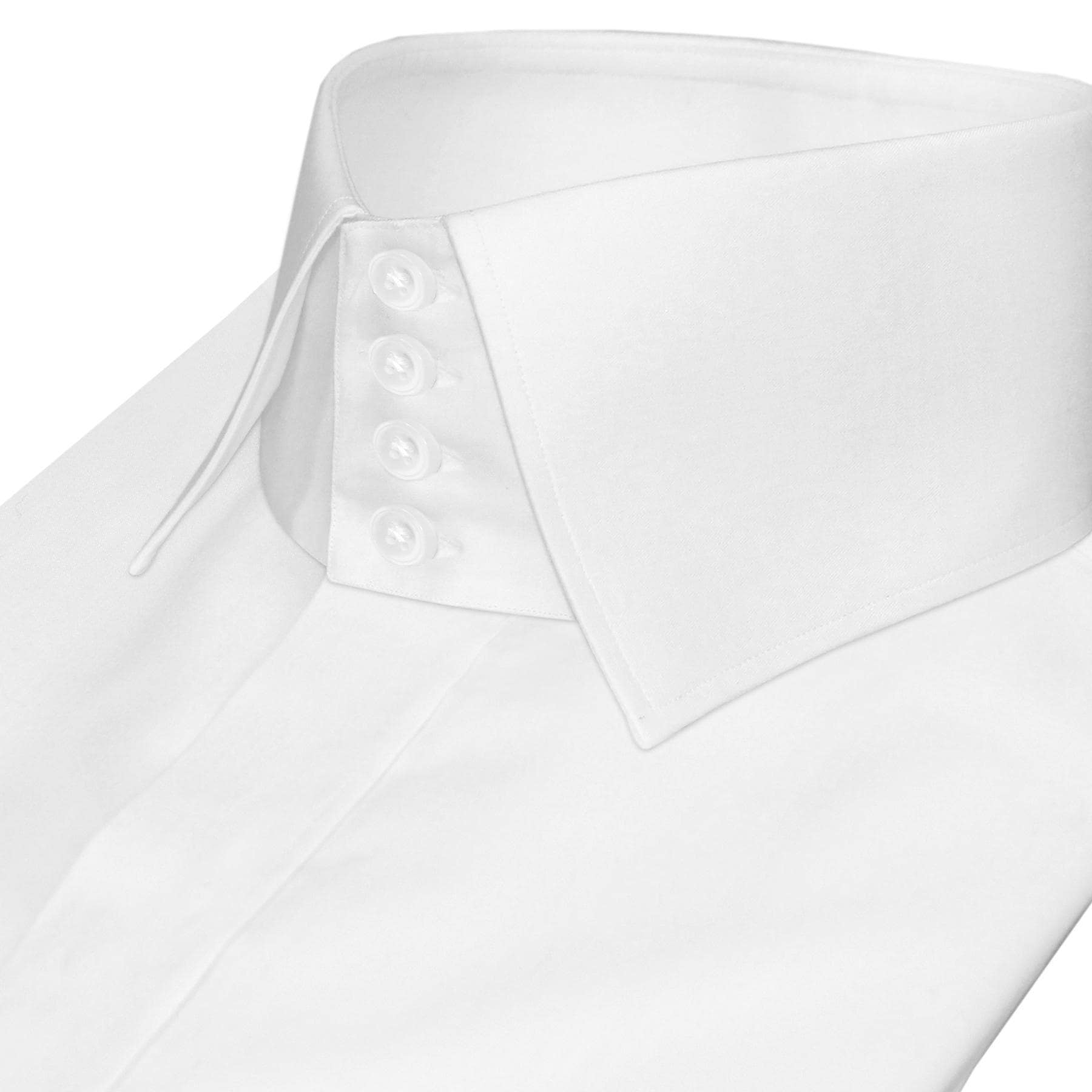 Men's White High Spread Collar Shirt Stiff Tall Neck Wider Kent