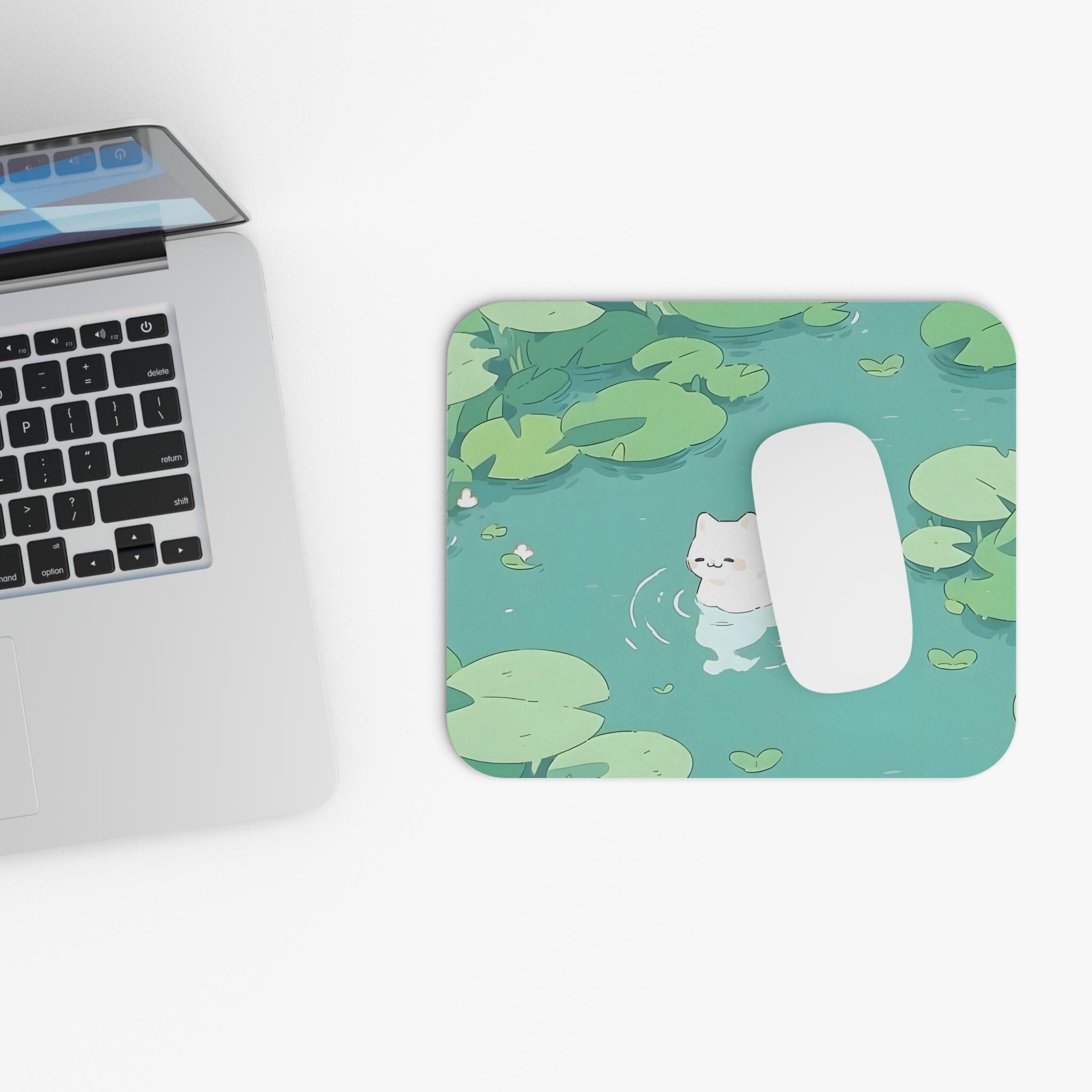 Kawaii Mochi Cat Mouse Pad 9x8 | Cute Chubby Cat Desk Mat for Office or Gaming | 2026 Kawaii Gifts for Cat Lovers | Aesthetic Decor