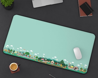 Cozy Crossing Animal Island Desk Mat | Cute Game Inspired Mouse Pad | Villager Gift 2026 | Anime Scenery Office Decor | 3 Sizes