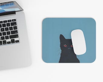 Cute Black Cat Mouse Pad 9x8 | Minimalist Kawaii Desk Mat for Cat Lovers | Aesthetic Office Decor | Cute Animal Mousepad Gift Idea 2026