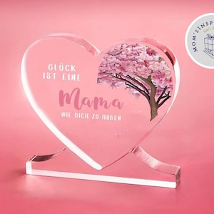 Transparent Herzform Andenken für Mütter | Hübscher Anhänger mit Kirschblüten-Design | Mutter &#39;s Display & Home Decor Geschenk