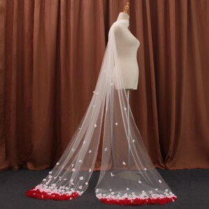 T31, Floral Braut Schal Schleier, Hochzeit Hochzeit Schal mit rotem Blatt, Romantische leichte Braut Schal