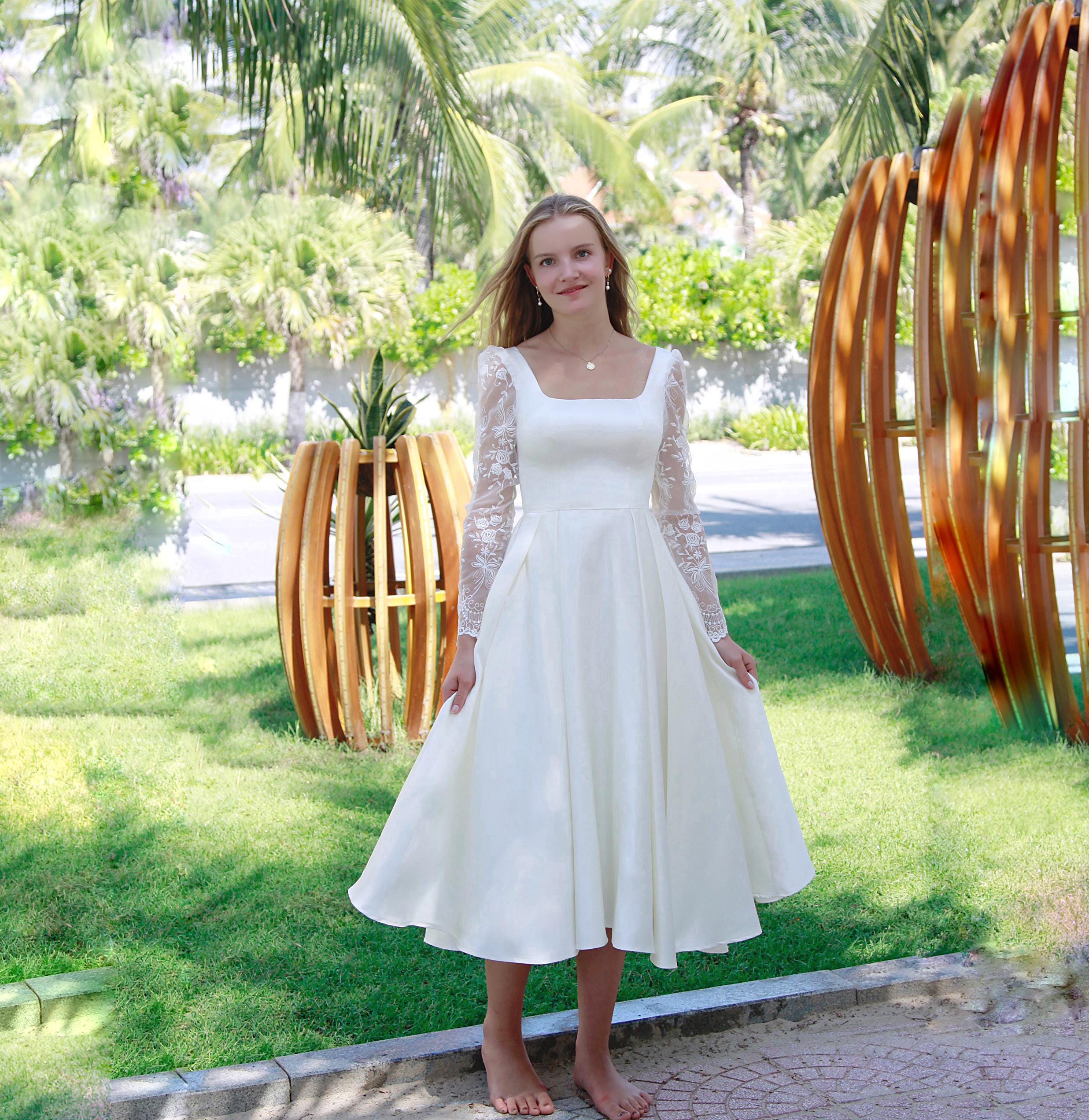 Lace Wedding Dress Knee Length - Etsy