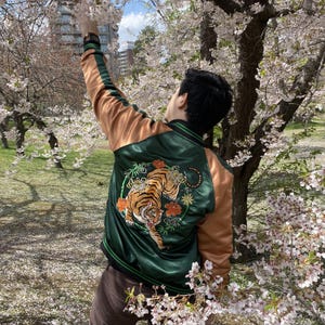 Tusky Tora Sukajan Jacket Embroidery Bomber Style Men Women