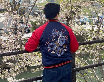 Tusky Ryu Sukajan Jacket Embroidery Bomber Style Men Women
