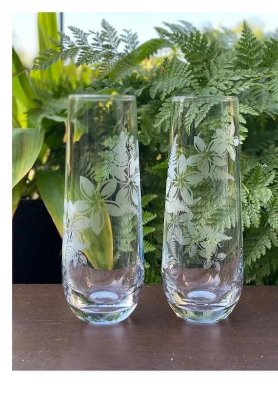 Hawaiian Print Champagne Glass flutes
