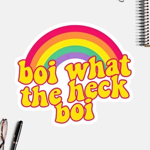 Pegatina de vinilo con meme divertido, impermeable para portátil, botella de agua, diario, Kindle, calcomanía, arcoíris de lluvia, pegatina humorística, Miffy de la generación viral.