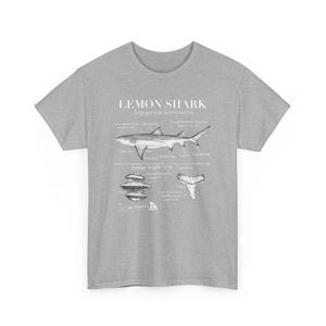 Lemon Shark Unisex Grey Heavy Cotton Tee - Ocean Lover's Graphic Tee