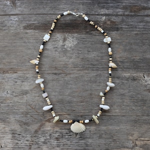 Seashell necklace, unique jewelry, natural jewelry, boho, mermaid jewelry, beach jewelry, shell jewelry, onyx stones, handmade jewelry,