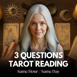 Lecture de tarot en trois questions - lecture à la même heure et le même jour, lecture psychique, 3 questions, lecture détaillée de cartes de tarot, lecture honnête