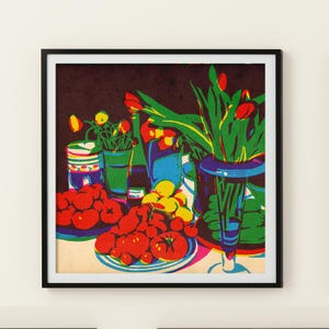 Market Finds & Kitchen Talk Kunstdruck,Poster,Wandkunst,Geschenk,Wohndekor,Siebdruckstil,Risograph-Druckstil,Kunstdrucke,abstrakte Kunst,Kunst