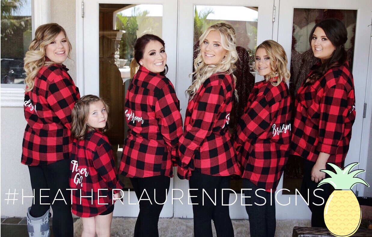 Bridal Party Red Flannel Shirt Bride Wedding Bridal Party