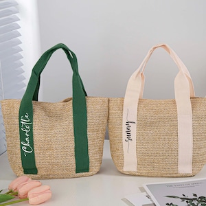Custom Beach Straw Bags,Bachelorette Tote Bag,Personalized Name Bag,Bridal Shower Bags,Wedding Favors,Bridesmaid Proposal,Burlap Tote
