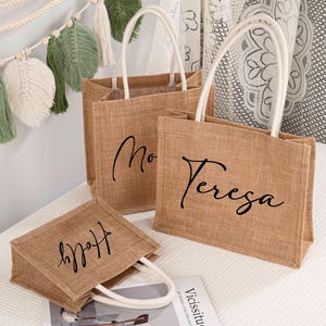 Bridesmaid Personalized Burlap Bag,Custom Name Jute Bag,Bachelorette Party Favor,Beach Tote Bag,Bridesmaid Gifts Bag,Bridesmaid Proposal