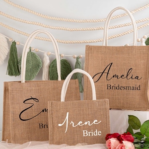 Personalized Burlap Beach Bag,Custom Name Jute Bag,Bachelorette Party Favor,Bridesmaid Beach Bag,Bridesmaid Gifts Bag,Bridesmaid Proposal