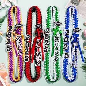 Personalized Graduation Lei 2025 With Name,Gifts For Graduates,Custom Graduate Stole With Your Design,Ribbon Lei,Senior Night Gift Lei