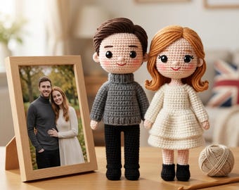Couple Portrait Doll, Custom Couple Doll, Personalized Lookalike Doll, Anniversary Gift for Couple, Handmade Memorial Keepsake, Wedding Gift