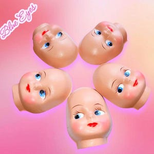 Blue Eyes Pretty  Half Face Doll 3"  - Cloth Crafting side eye Doll Supplies - Doll making Supplies - Pixie Elf head ~ Vintage Doll Supplies