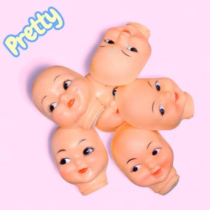 Vintage 4" Rubber Half Doll Face – Craft Supplies, Brown Eyes