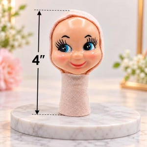 Vintage Style Plastic  Adapted Doll Head  Felt Hood & Neck Insert | Craft Supply for Doll Making, Plushies, and Upcycled Art