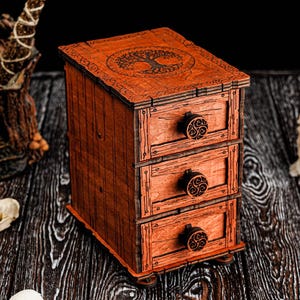 Tarot Deck Box, Wooden Chest of Drawers, Witchy Box, Tarot Cards Storage, Wooden Deckbox, Tarot Cards Organizer, Tarot Deck Holder