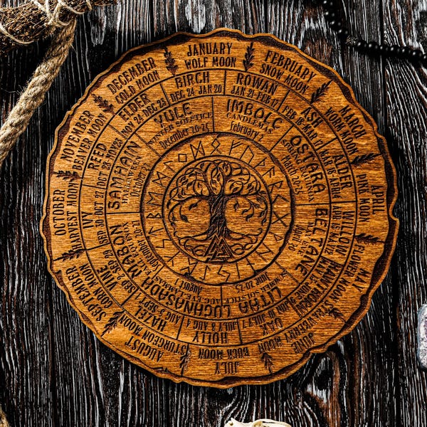 Celtic Wheel of the Year, Wheel of Life, Pagan Calendar, Witchcraft Calendar, Sabbath Wheel, Mabon Yule Imbolc Wheel, Tree of Life calendar