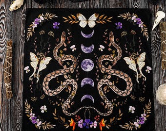 Divination Cloth, Altar Cloth, Tarot Cloth, Altar Accessories, Embroidered Altar Cloth, Pagan Gift, Occult Decor, Magic Tools, Witch Gift