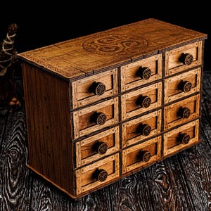 Wooden Chest of Drawers, Tarot Deck Organizer, Large Tarot Box, Storage Box, Tarot Deck Holder, Witchy Box, Witchy Gift, Tarot Gift