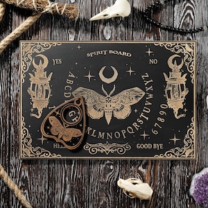 Luna Moth Spirit Board, Ouija with Planchette, Spiritual Board, Divination Board, Occult Board, Engraved Planchette, Witchy Gift