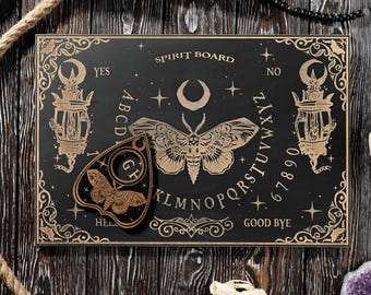 Luna Moth Spirit Board, Ouija with Planchette, Spiritual Board, Divination Board, Occult Board, Engraved Planchette, Witchy Gift
