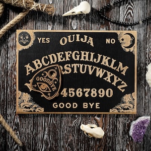 Traditionelles Ouija Brett, Ouija Brett mit Planchette, Ouija Brett mit Gravur, Weissagungsbrett, Paranormal Brett, Okkultes Brett, Hexen Geschenk
