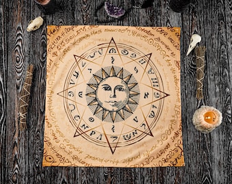 Panno divinatorio, tovaglia per altare, tovaglia per tarocchi, accessori per altare, tovaglia per altare ricamata, regalo pagano, decorazione occulta, strumenti magici, regalo per streghe