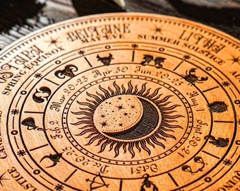 Pagan Calendar, Pagan Wheel, Wiccan Calendar, Wiccan Decor, Astrology Wheel, Ostara Beltane Samhain, Witch Altar Tools, Witch Wall Art