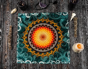Tessuto divinatorio, tessuto per altare, tessuto per tarocchi, accessori per altare, tessuto per altare ricamato, regalo pagano, decorazione occulta, strumenti magici, regalo per streghe
