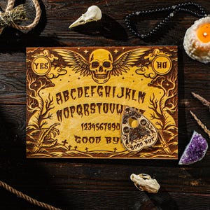 Ouija Board with Planchette, Engraved Ouija Board, Divination Board, Spirit Board, Talking Board, Ritual Tools, Altar Tools, Occult Decor
