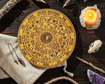 Wooden Wheel of the Year, Sabbath Calendar, Wheel of Life, Sabbath Wheel, Witchcraft Wheel, Pagan Calendar, Pagan Gift, Witchy Gift