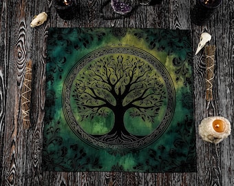 Tree of Life Altar Cloth, Pagan Altar Cloth, Viking Altar Cloth, Nordic Altar Cloth, Norse Tablecloth, Pagan Decor, Scandinavian Decor
