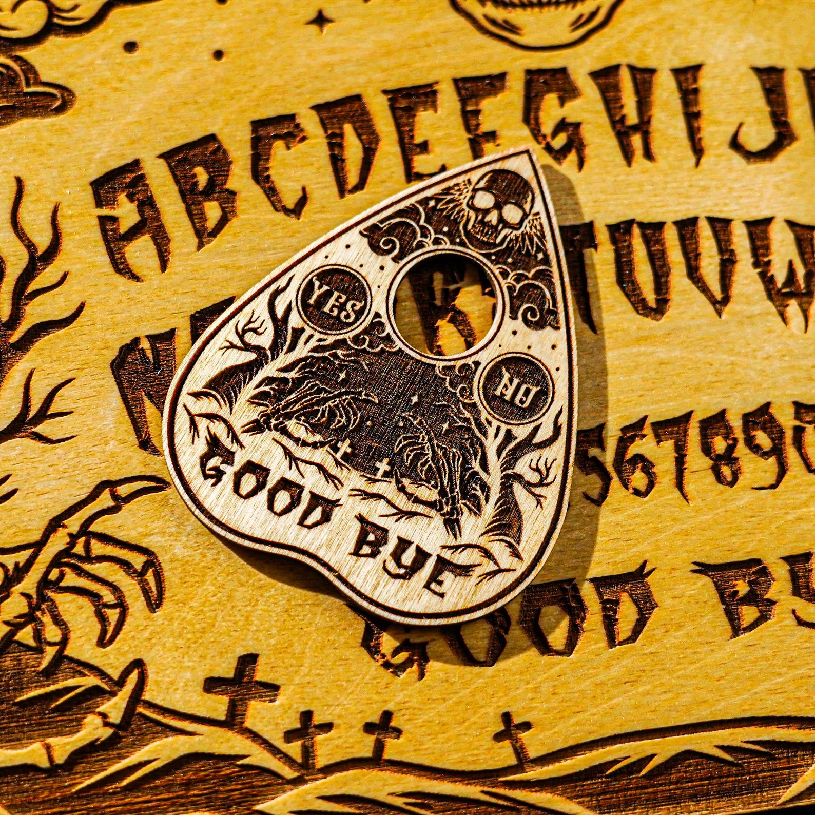 Ouija Board With Planchette, Engraved Ouija Board, Divination Board ...