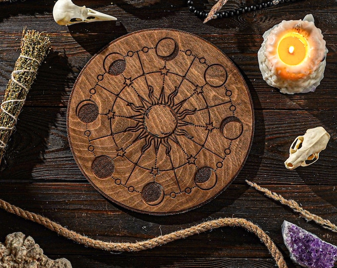 Moon Phase Crystal Grid, Moon Phases Board, Crystal Grid Board, Sacred Board, Spiritual Board, Energy Grid, Manifestation Grid, Altar Tile