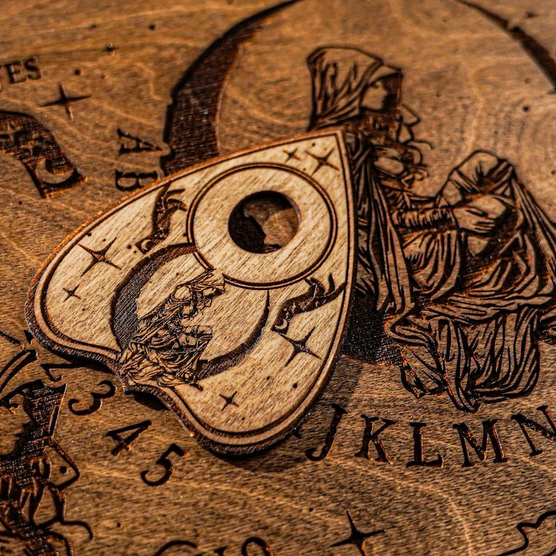 Tiny Ouija Board, Wooden Talking Spirit Board with Planchette